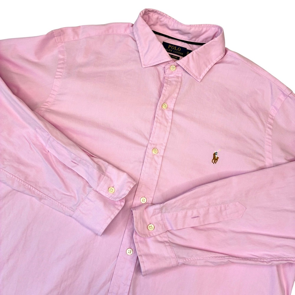Polo Ralph Lauren Button Down Mens XL Pink Luxury Oxford Long Sleeve Pony Logo